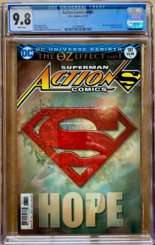 Action Comics 987 Cgc 9.  8 Wp Lenticular Jor - El Is Mr.  Oz Superman Rebirth Dc 005