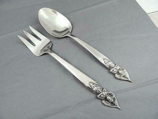 Antique Thai Siamese Sterling Silver Salad Serving Set Thepanom God Of Welcome