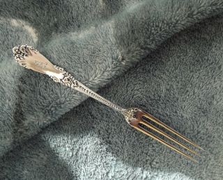 La Marquise By Reed And Barton Sterling Strawberry Fork 4 1/2 " Mono A Gilt