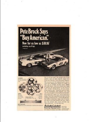 1970 Datsun 240z / 2000 - Pete Brock Orig Smaller American Racing Equipment Ad