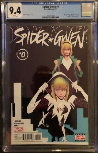 Spider - Gwen 0 Cgc 9.  4 Nm Near 1st Appearance From Edge Of Spider - Verse 2