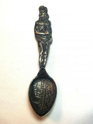 Victorian Sterling Silver Souvenir Spoon American Indian Full Figure Watson