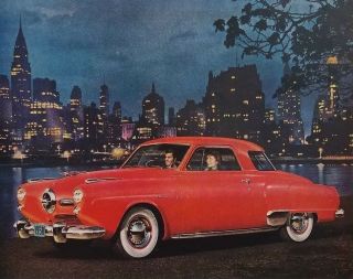 1950 Studebaker Champion Red Classic Car NYC Photo Vintage Print Ad 2