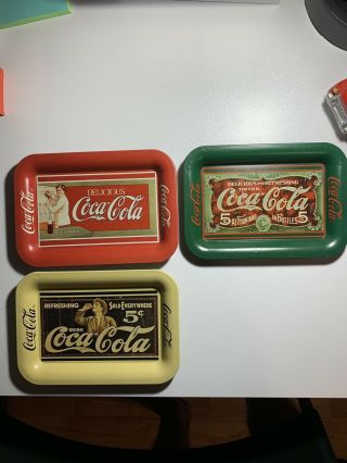 Vintage Coca Cola Trays 1990 3 Trays