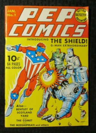 1970s Flashback 7 Fn - 5.  5 Reprint Pep Comics 1 The Shield