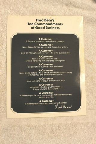 Fred Bear Archery Co Ten Commandments Of Good Business Bowhunters Grayling Mi