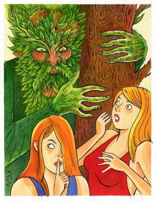 Richard Sala Watercolor & Ink Art 11x14 Horror Monster The Green Man