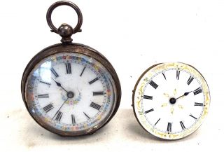 Antique/vintage 0,  935 Sterling Silver Mechanical Pocket Watch,  Extra Face - S09