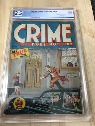 Crime Does Not Pay 46 1946 PGX 2.  5 WP Very Rare Crime Comic.  CHARLES BRIO 3