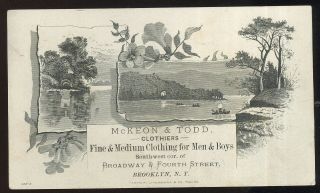 1883 Tc,  Mckeon & Todd Clothiers,  Brooklyn,  N.  Y.  East River Bridge Tolls On Back