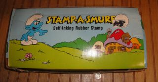 Vintage 1981 Wallace Berrie Peyo Smurf Ink Rubber Stamp Toy Store Display Box 2