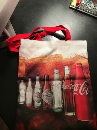 Coca Cola Vintage Bottles Tote Bag With Red Handles -