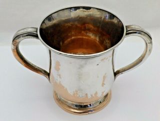 Victorian Antique Silver Plate on Copper One Pint 2 Handled Hunting Tankard 4