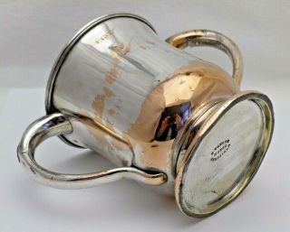 Victorian Antique Silver Plate on Copper One Pint 2 Handled Hunting Tankard 6