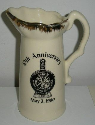 Akron,  Ohio,  Rubber Tire Capital Of The World,  Jim Beam Decanter Club Pitcher