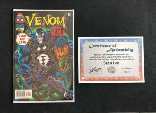 Venom License To Kill 1 Signed Stan Lee W/coa Spider - Man Lethal Protector 300