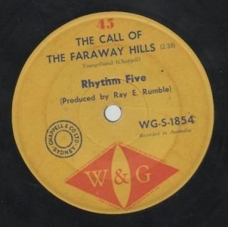 Rhythm Five Rare 1964 Aust Only 7 " Oop W&g Country Single " The Faraway Hills "