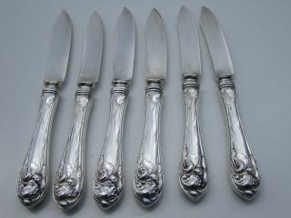 Set Of 6 Fancy Old Oneida Community Silver Plate Butter Knives 6 3/8 " Long