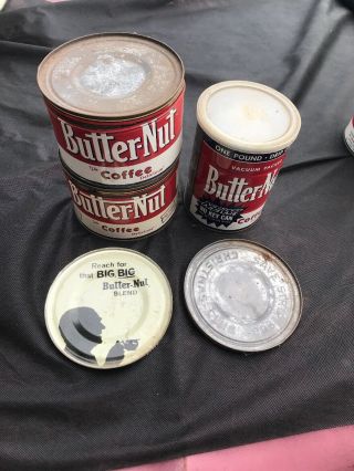Vintage Set Of 3 Butter - Nut Coffee Tin One Pound Cans Omaha Nebraska