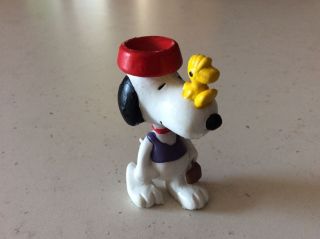 Rare Vintage Snoopy Woodstock Food Bowl Suitcase Figure Peanuts Hong Kong Pvc