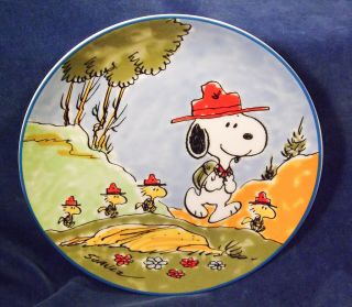 Vtg 1984 Peanuts Snoopy & Beagle Scouts Plate Schmid Ltd Ed Ex Cond Orig Box