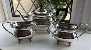 Vintage 3 Piece Silver Plated Tea Set Silver Viners Of Sheffield Alpha Plate