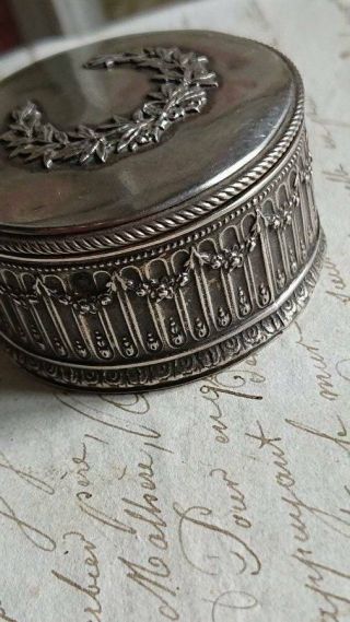 Antique French Silver Patch Box Trinket Pot Boudoir Pot C1890