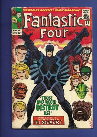 Fantastic Four 46 Marvel Comics 1966.  First Full App Of Black Bolt Inhumans