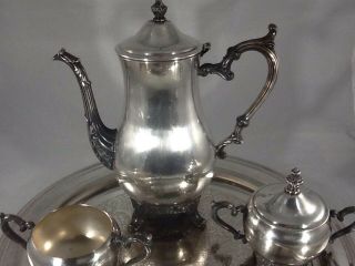 FB Rogers Silverplate 4 Piece Tea Coffee Serving Set With Platter 2