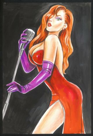 A02420 Jessica Rabbit Art Drawing By Fakeev ⭐albertstonegallery⭐