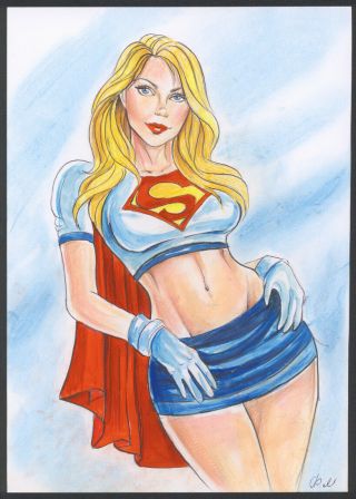 A02548 Supergirl Art Drawing By Fakeev ⭐albertstonegallery⭐
