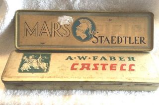 Vintage Advertising Tins Pencils A.  W.  Faber Castell Mars Staedtler Eagle Pencils