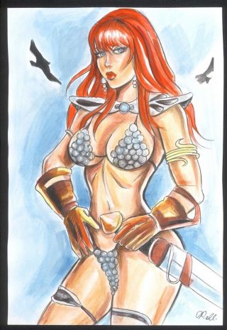 A02414 Red Sonja Art Drawing By Fakeev ⭐albertstonegallery⭐