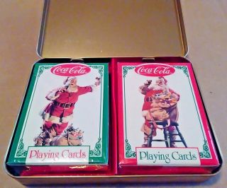 1994 Limited Edition Coca - Cola 2 Decks Playing Cards In Collectible Tin 3