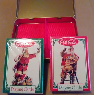 1994 Limited Edition Coca - Cola 2 Decks Playing Cards In Collectible Tin 4