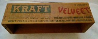 Antique Vintage Wooden Advertising Box Kraft Velveeta The Delicious Cheese Food