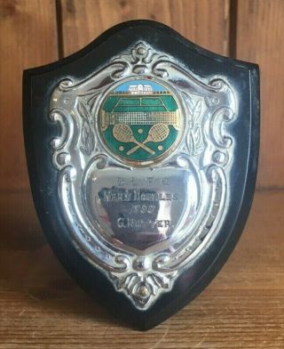 1960 Vintage Silver Plate Tennis Trophy Plaque,  Loving Cup,  Trophies,  Trophy