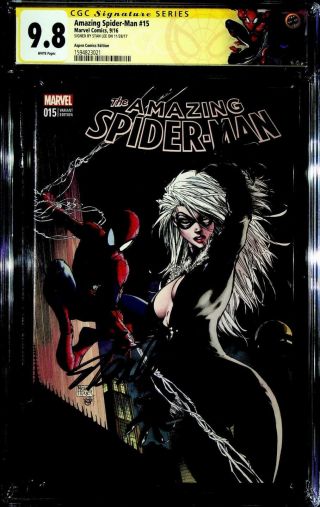 Marvel Spider - Man 15 Cgc Ss 9.  8 Signed Stan Lee Aspen Turner Variant