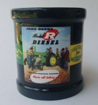 John Deere Coffee Mug Black Old Tractor Model R Diesel Adverts On Cup