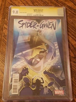 Cgc Ss 9.  8 Spider - Gwen 1 Conquest Comics Edition Signed By Adam Hughes