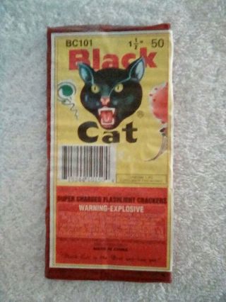 Firecracker Pack Label Vintage Black Cat 50s