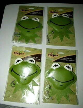 The Muppets Kermit The Frog Padded Frog Face Luggage Tag Set Of 4