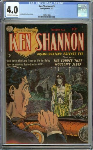 Ken Shannon 3 Cgc 4.  0 Lt/c - Hard To Find Zombie Pre - Code Horror Cover