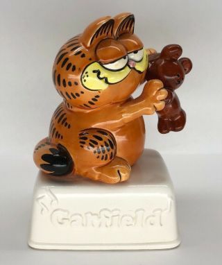 Vintage Enesco 1978,  1981 Garfield & Pooky Ceramic Music Box