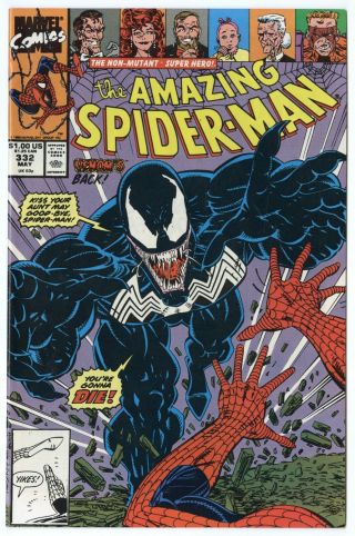 Spider - Man 332 Nm/mt White Pages Venom Cover Marvel 1990