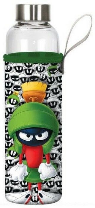 Looney Tunes Marvin The Martian Glass Water Bottle With Neoprene Sleeve
