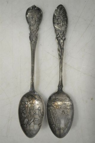Vintage Sterling Silver.  925 Ornate Souvenir Spoons 56g Travel Cutlery
