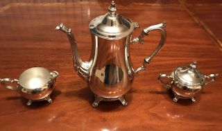Vintage Silver Plated Holloware,  Tea/coffee Pot,  Sugar Dish,  And Creamer Dish