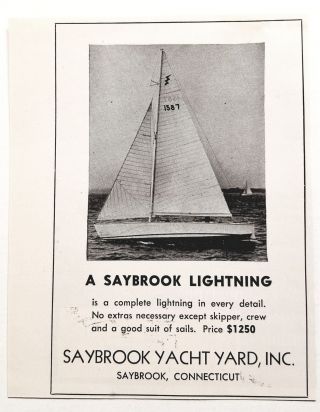 1948 Print Ad A Saybrook Lightning Sail Boat Yacht Yard Saybrook,  Connecticut