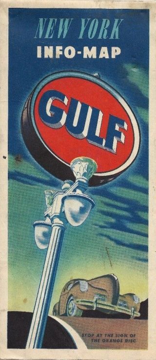 1948 Gulf Oil Company Road Map York State Long Island Rand Mcnally